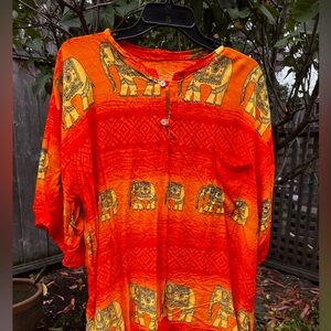 Orange Elephant Print Tunic